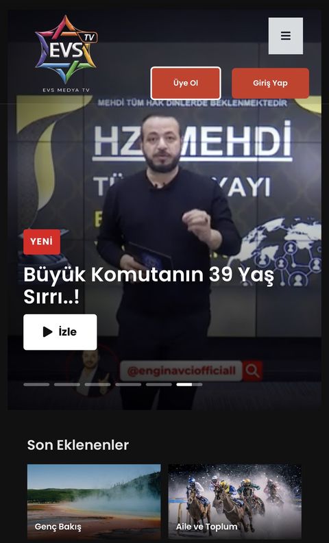 EVS TV mobil uygulama ekran görüntüsü